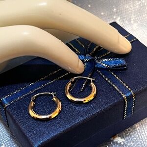 Israel 10K White Gold Hoop Earrings